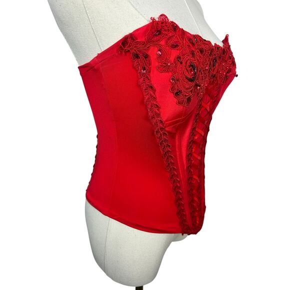 La Femme Paris Vintage Corset Top Red Sz 4 Vampire Goth Masquerade - Picture 4 of 8